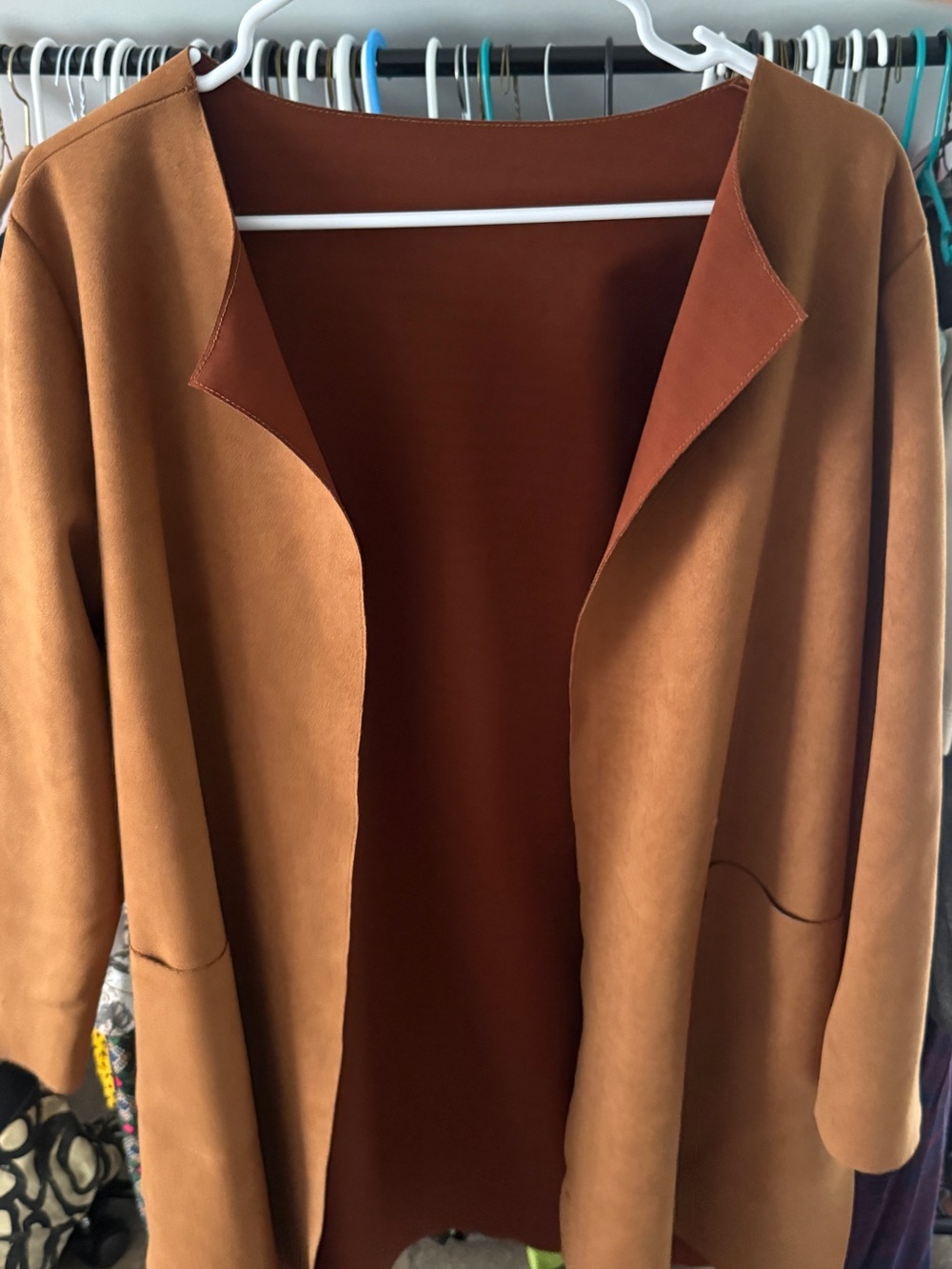 Women's Open-Front Coatigan in Warm Tan